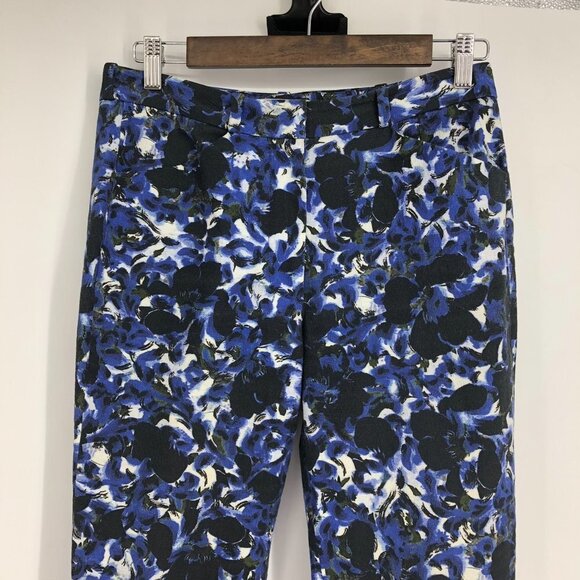 Erdem Esmeralda White and Blue Floral printed Straight leg trousers - Picture 5 of 14